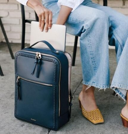 Tech-Friendly Leather Backpack